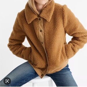 Madewell Sherpa Teddy Bomber Portland Jacket in Camel Medium